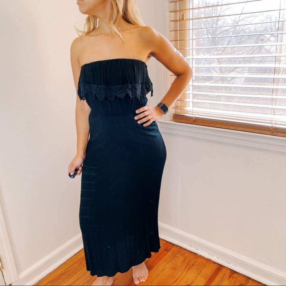 Strapless Black Maxi Dress